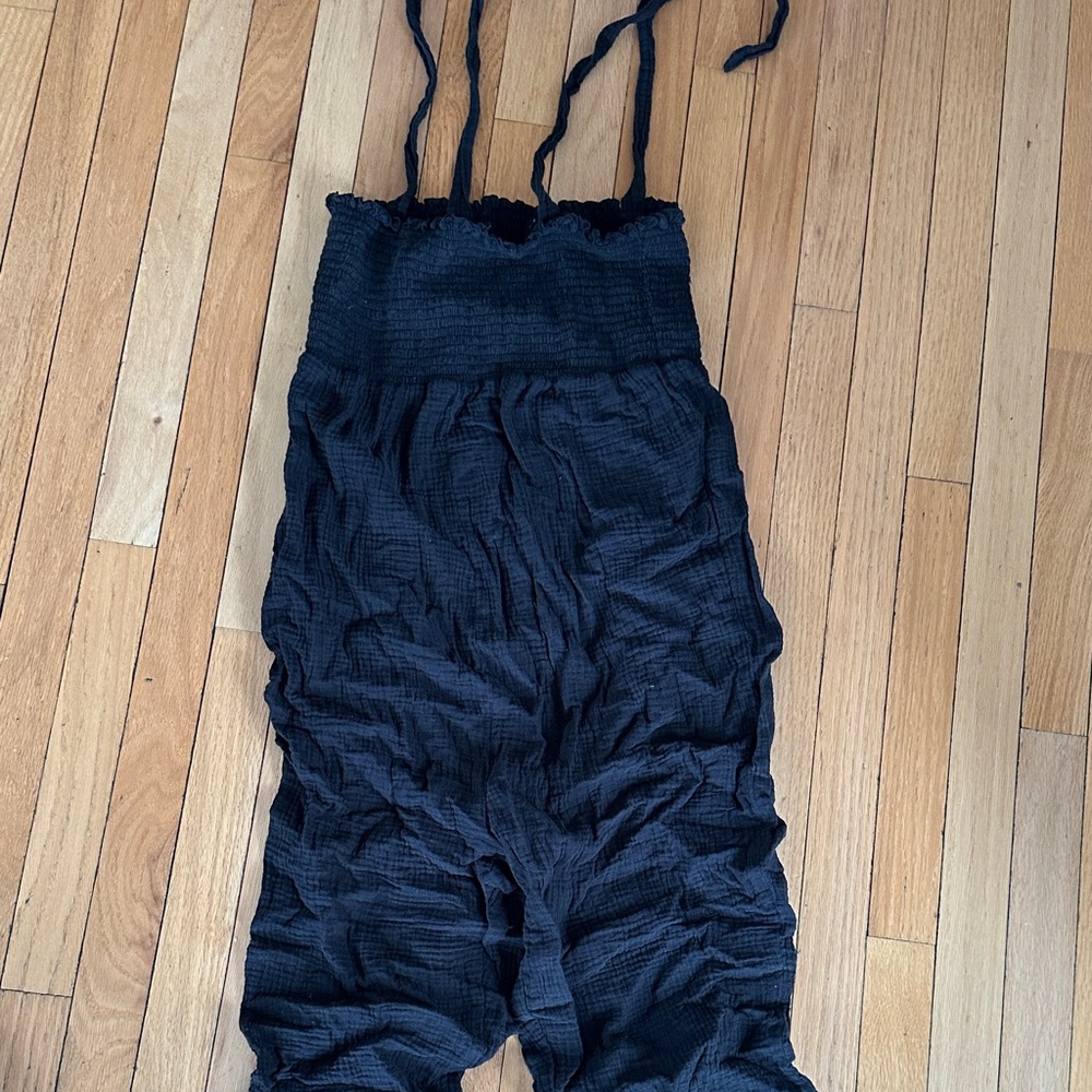 Hatch Black tie strap maternity jumpsuit